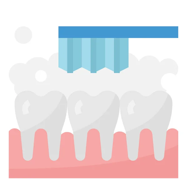 刷牙用扁平的方式清洁牙齿图标 — 图库矢量图片