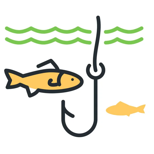 Ryba Chytání Rybářský Hák Ikona — Stockový vektor