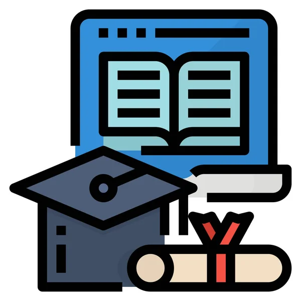 Bachelor Degree Diploma Icon Filled Outline Style — Stock Vector
