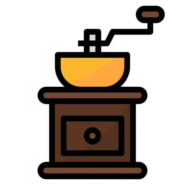 Cafe Coffee Grinder Icon Filled Outline Style — Stock Vector