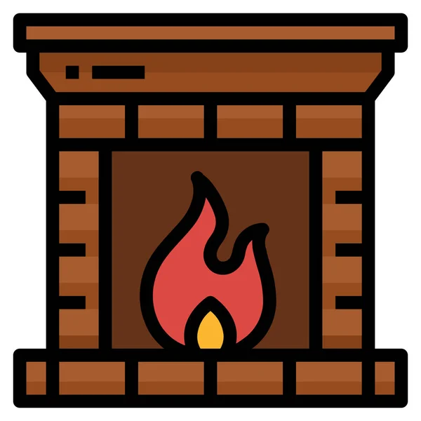 Chimney Fireplace Living Icon Filled Outline Style — Stock Vector