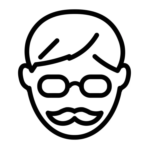 Glasögon Man Mustasch Ikon Kontur Stil — Stock vektor