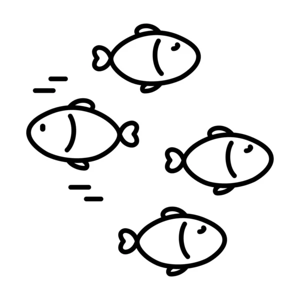 以轮廓式经营不同的鱼图标 — 图库矢量图片