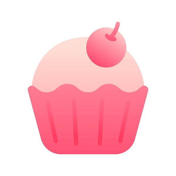 Pékség Cseresznye Cupcake Ikon Sima Stílusban — Stock Vector