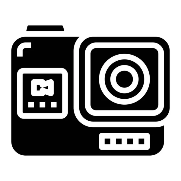 Ikona Fotografowania Kamery Akcji Stylu Solid — Wektor stockowy