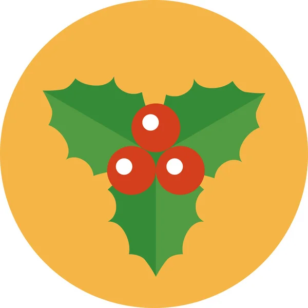 Beeren Christmas Holly Icon Badge Stil — Stockvektor