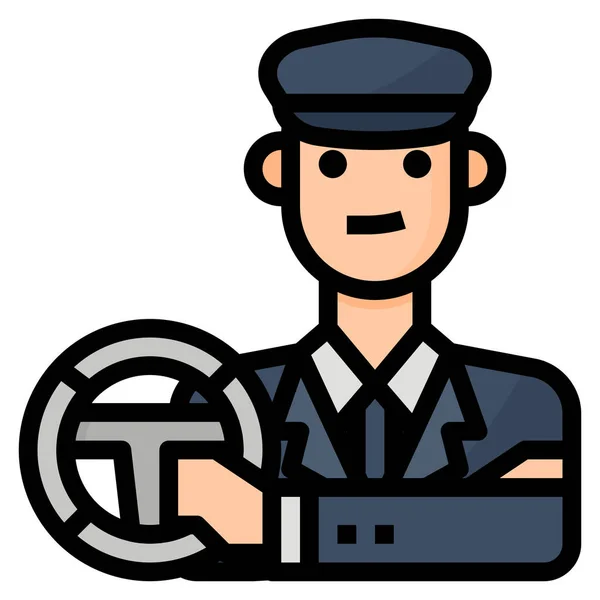 Avatar Chauffeur Driver Icon Filled Outline Style — 스톡 벡터