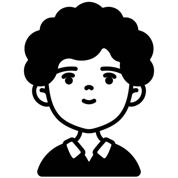 Chlapec Děti Kudrnaté Vlasy Ikona — Stockový vektor