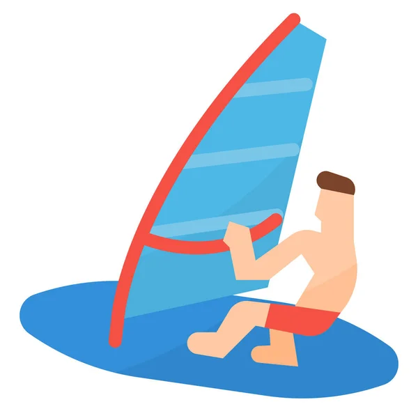 Ícone Surf Esporte Extremo Estilo Plano — Vetor de Stock