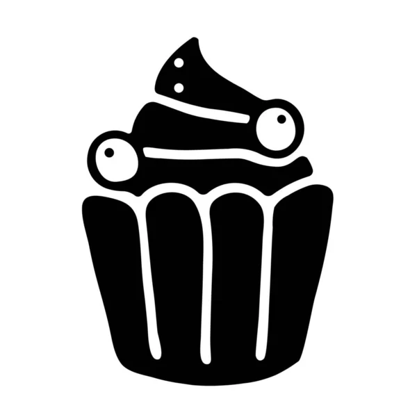 Bäckerei Blaubeer Cupcake Ikone Soliden Stil — Stockvektor
