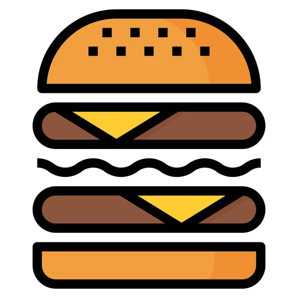 Cheeseburger Double Fast Icon Filled Outline Style — Stock Vector