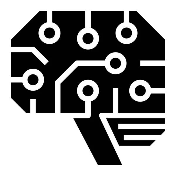 Artificial Intelligence Solid Education School Learning Icon Solid Style — Stock Vector