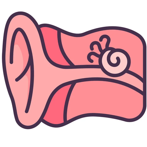 Cuerpo Oído Humano Icono — Vector de stock