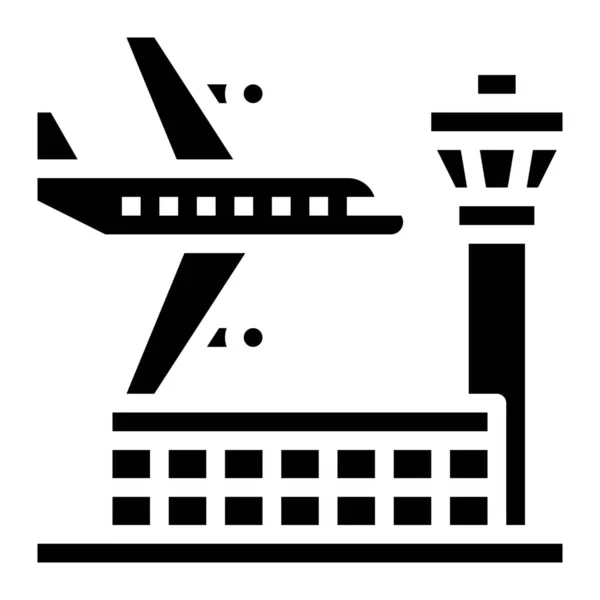 Aeropuerto Vuelo Volar Icono Estilo Sólido — Archivo Imágenes Vectoriales