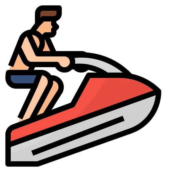 Extreme Jet Skiing Icon Filled Outline Style — Stock Vector