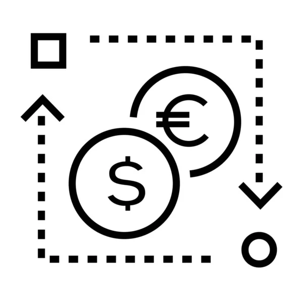 Icono Cambio Moneda Bancaria Estilo Esquema — Vector de stock