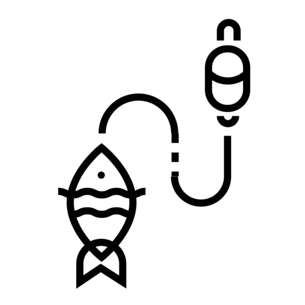 Αλιευμάτων Εικονίδιο Αλιείας Ψαριών Στυλ Περίγραμμα — Διανυσματικό Αρχείο