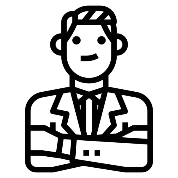 Avatar Hombre Negocios Icono Estilo Del Esquema — Vector de stock