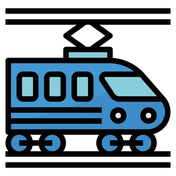 Icono Del Metro Del Ferrocarril Público Estilo Contorno Lleno — Vector de stock