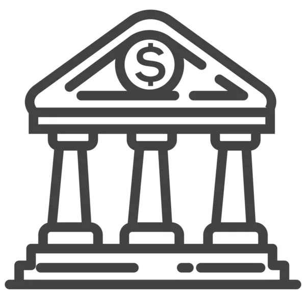 银行大楼财务图标的轮廓风格 — 图库矢量图片