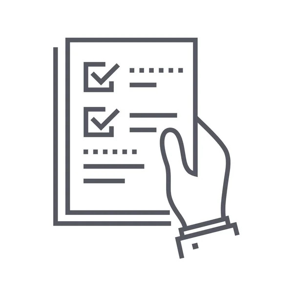 Bulletin Checkliste Hand Symbol Outline Stil — Stockvektor