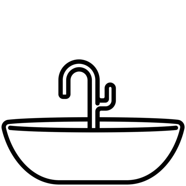 Icône Sanitaire Maison Baignoire Dans Style Contour — Image vectorielle