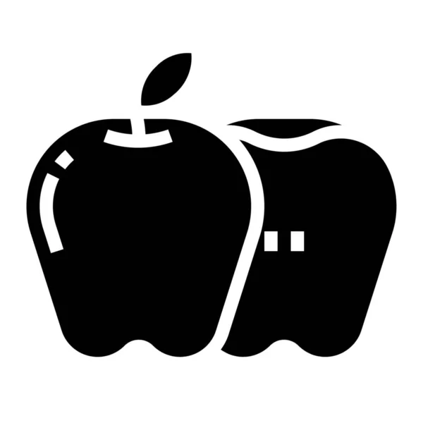 Appel Fruit Gezond Pictogram Vaste Stijl — Stockvector