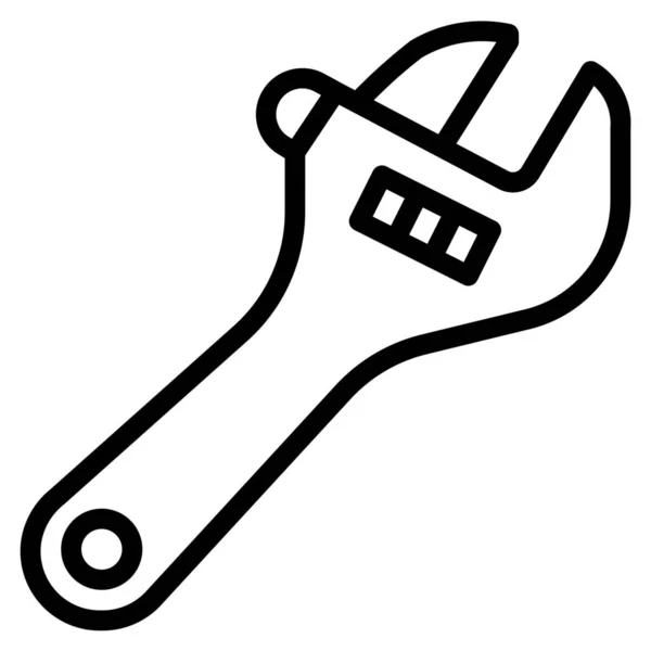 Adjustable Spanner Tool Icon Outline Style — Stock Vector