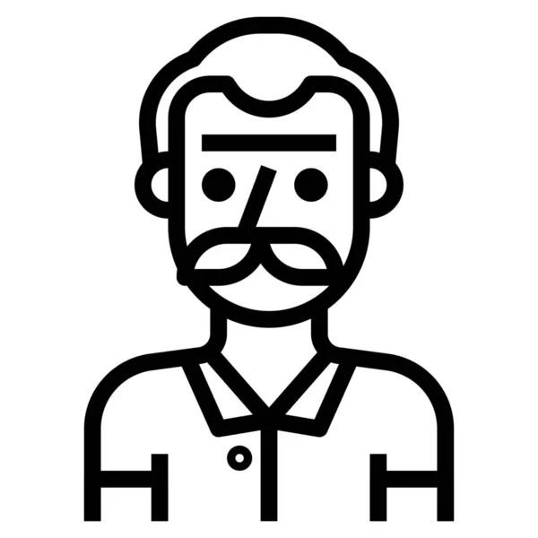 Значок Человека Бородой Аватара Стиле Outline — стоковый вектор