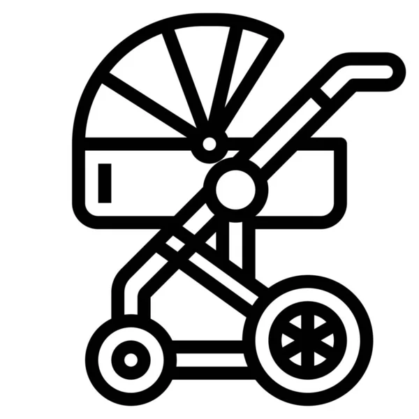 Baby Family Pushchair Icon Outline Style — Stock Vector