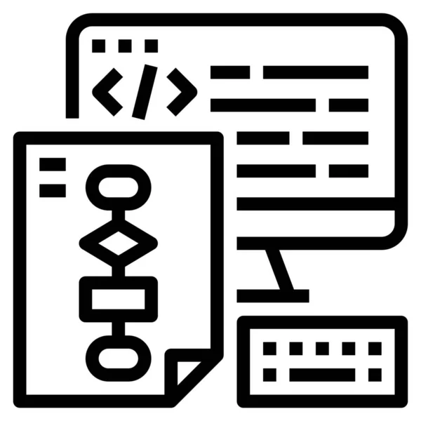 Algoritmo Codificación Icono Computadora Estilo Esquema — Vector de stock