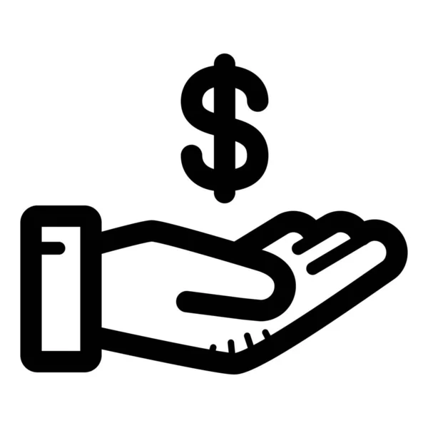Espèces Cash Out Icône Dollar Dans Style Outline — Image vectorielle