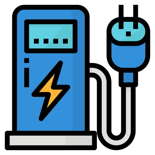 Charger Electric Station Icon Filled Outline Style — Stock Vector