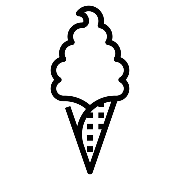 Cone Cream Ice Icon Outline Style — Stock Vector