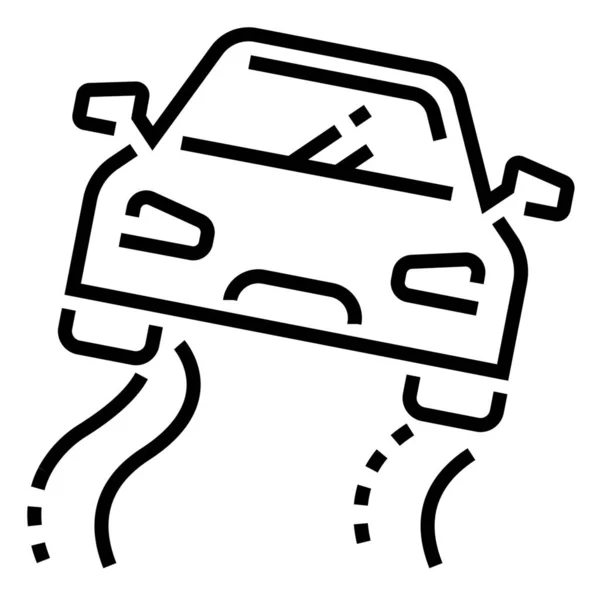 Accidente Coche Icono Carretera Estilo Esquema — Vector de stock