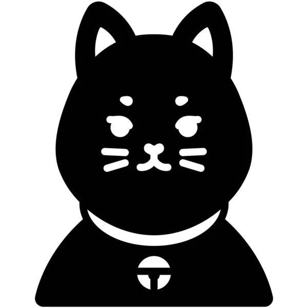 Gato Neko Campana Icono — Vector de stock