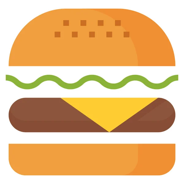 Burger Gyorsétterem Ikon Lapos Stílusban — Stock Vector