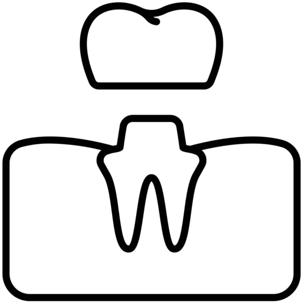 Corona Icono Goma Dental Estilo Esquema — Vector de stock