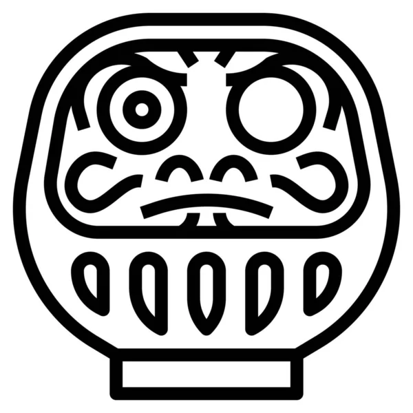 Culturen Daruma Fortuin Pictogram Contouren Stijl — Stockvector