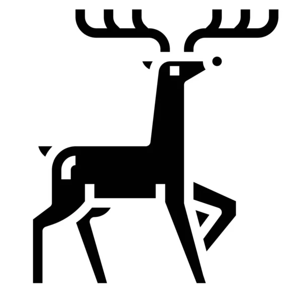 Animals Christmas Deer Icon Solid Style — Stock Vector