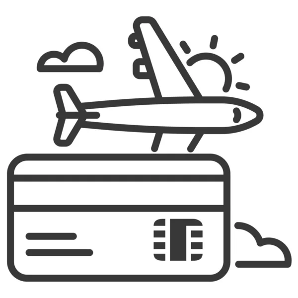 Ícone Avião Voo Cartão Bancário Categoria Negócios Gestão — Vetor de Stock