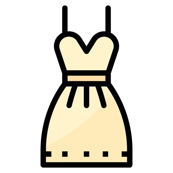 Piękna Ikona Mody Sukienka Stylu Wypełnione Zarys — Wektor stockowy