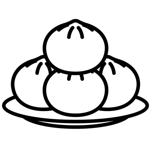 Dimsum Chino Icono Bola Masa Masa Estilo Esquema — Vector de stock