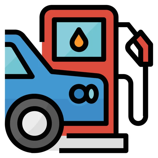 Brandstof Gas Benzine Pictogram Gevulde Omtrek Stijl — Stockvector