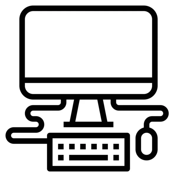 Icono Pantalla Monitor Computadora Estilo Esquema — Vector de stock