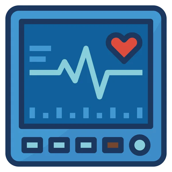 Icône Moniteur Cardiaque Soins Santé Dans Style Contour Rempli — Image vectorielle