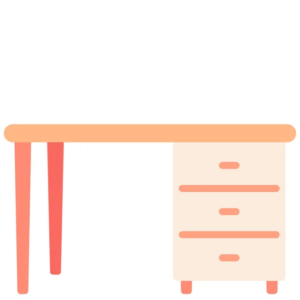 Skrivbordslåda Möbler Ikon Platt Stil — Stock vektor