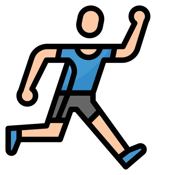 Ejercicio Correr Icono Ejecución Estilo Contorno Lleno — Vector de stock