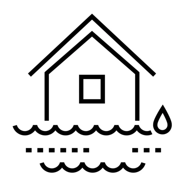 Ícone Seguro Casa Inundação Estilo Esboço — Vetor de Stock