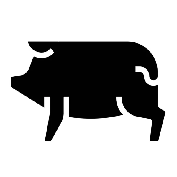 Животные Свинья Икона Твердом Стиле — стоковый вектор